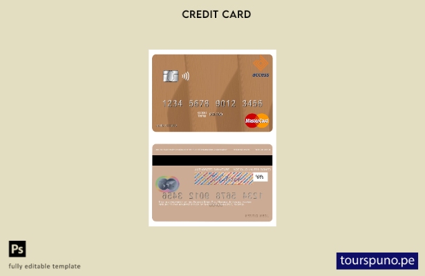 lista para imprimir plantilla de tarjeta mastercard de Nigeria Access Bank Plc